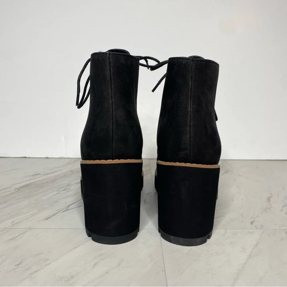 Eileen Fisher Alpine Black Wedge Lace Up Bootie 7 1/2